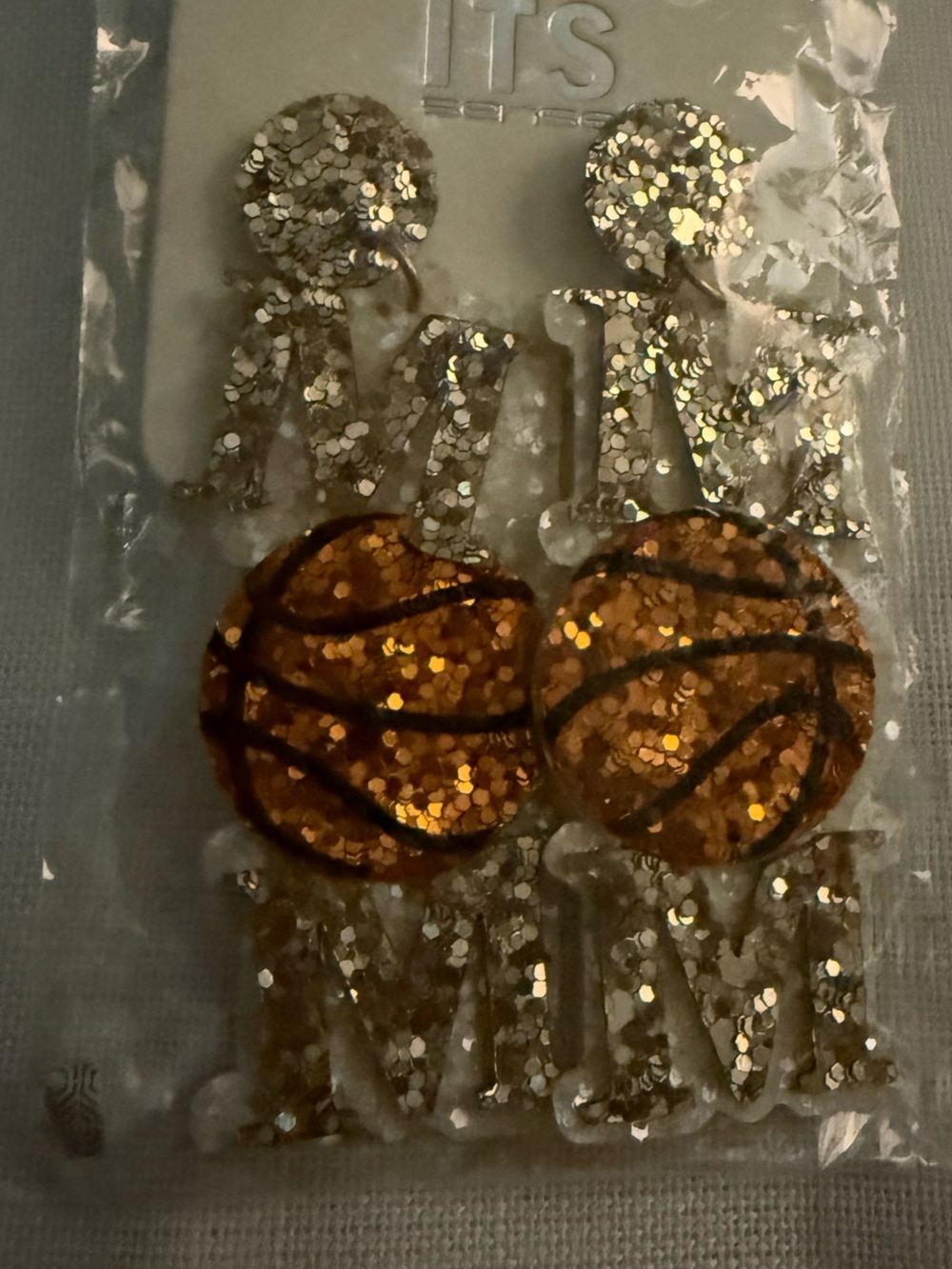 NWT Glitter Basketball Mom Statement Earrings